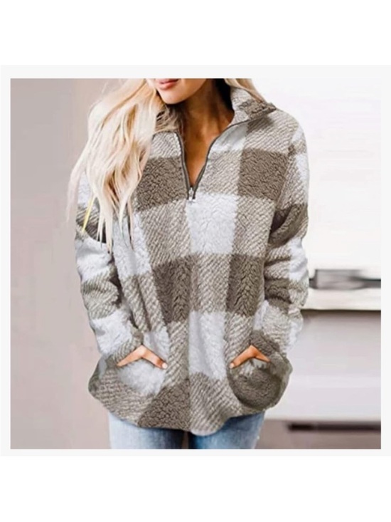 Merokeety Jackets & Blazers - MEROKEETY Classic Plaid Half Zip Sherpa Top. Small. NWT.